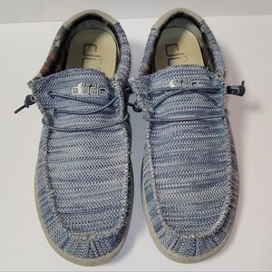 Hey Dude Men's Wally Sox Steel Blue Grey Slip-On Knit Comfort Loafers Size 13